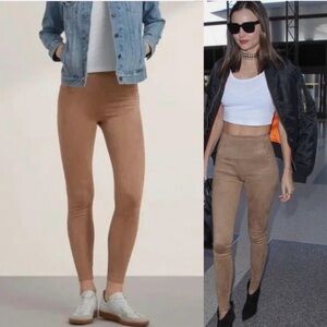 Wilfred Free Daria Tan Vegan Faux-Suede Legging Pants Aritzia Neutral Caramel S